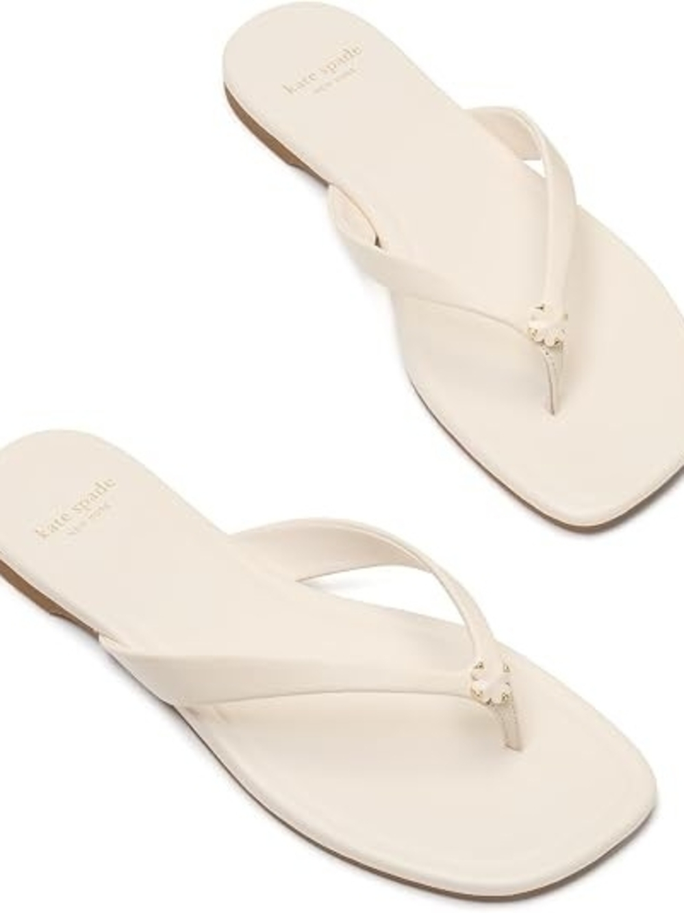 NWT kate spade New York Smooth Leather Floral Flip Flop Sandal in Milk Size 9